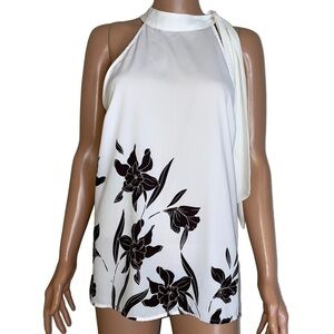 Worthington black & white halter blouse with side neck tie lightweight SZ M